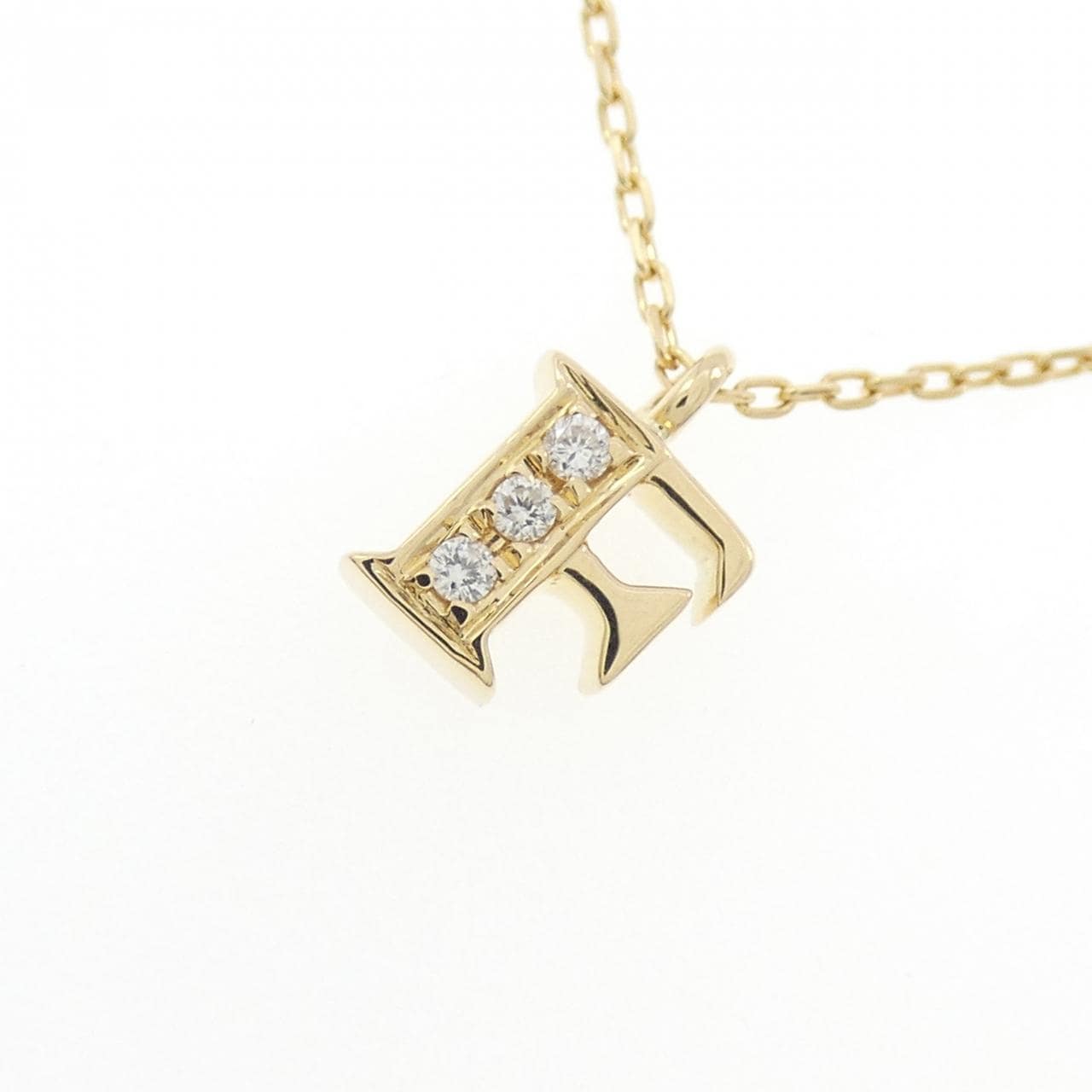 K18YG イニシャルF ダイヤモンド ネックレス 0.02CT
