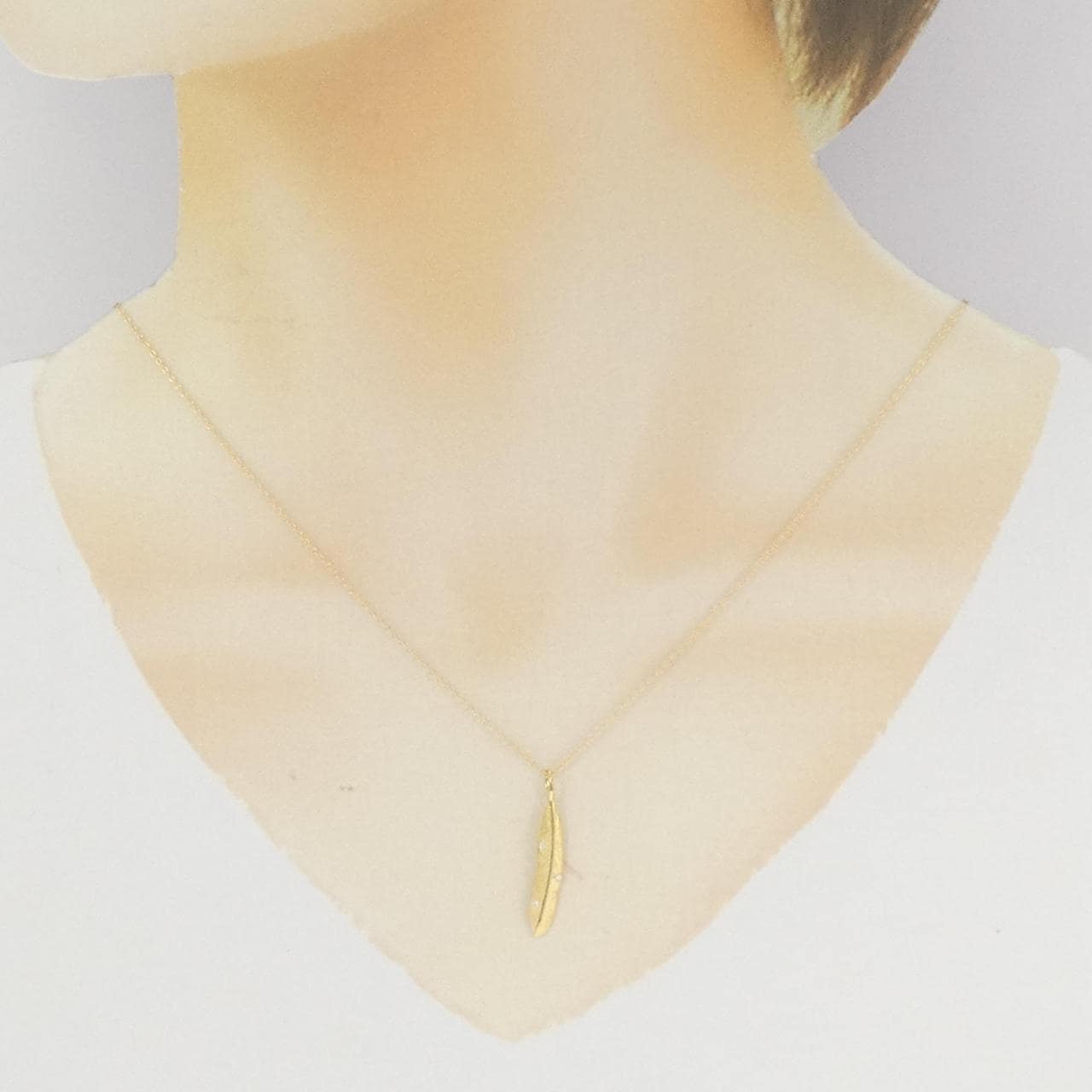 K18YG フェザー ダイヤモンド ネックレス 0.01CT