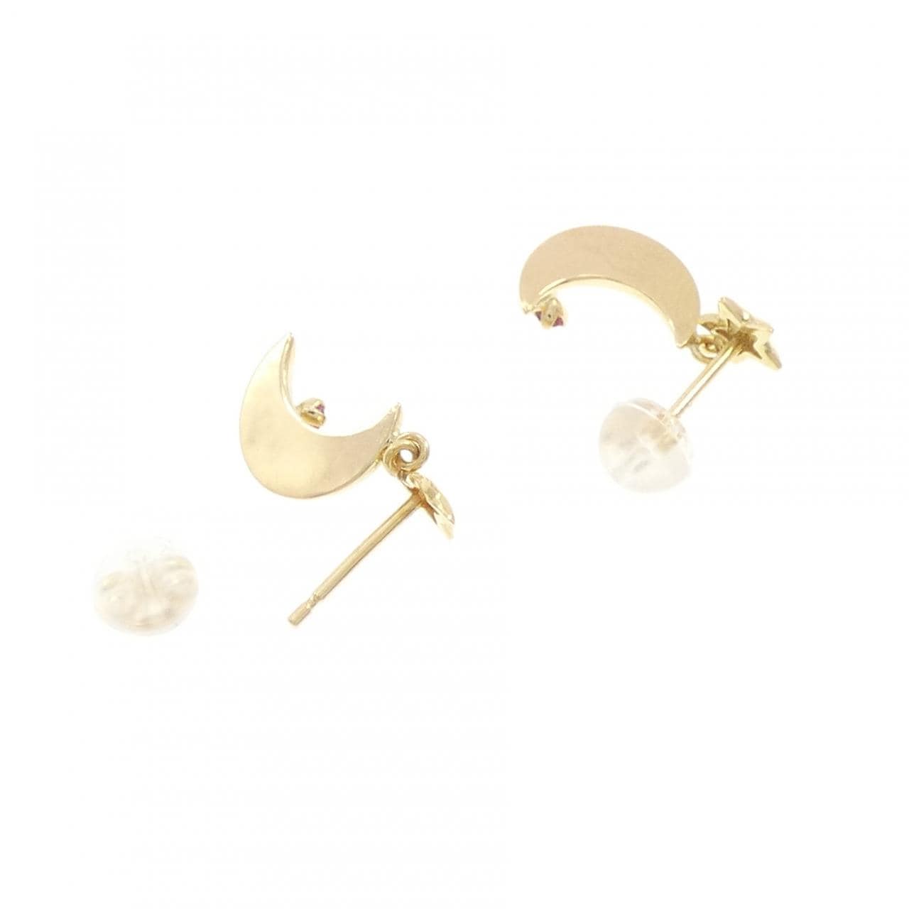 K18YG スター×ムーン ルビー ピアス