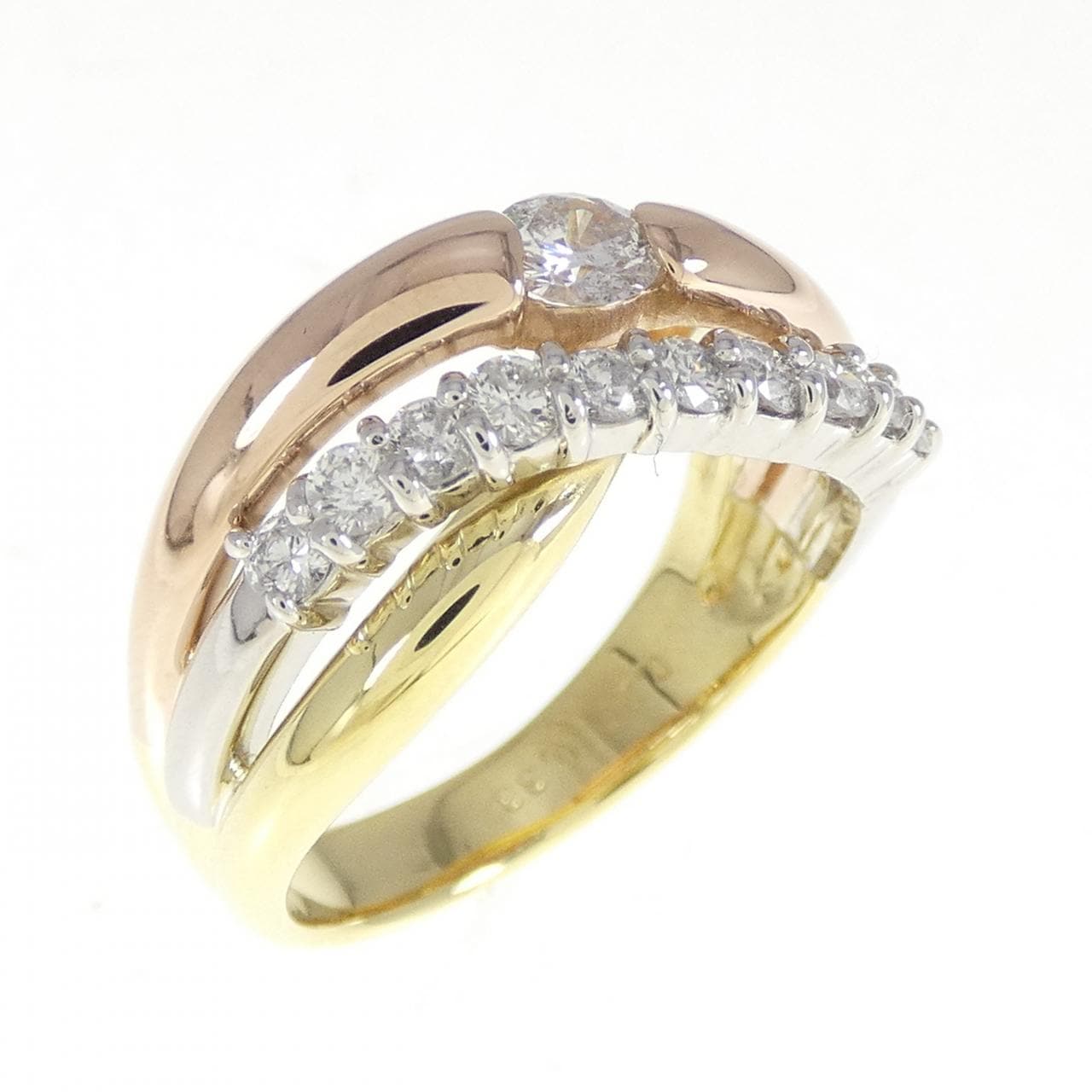 K18YG/PT900/K18PG ダイヤモンド リング 0.20CT