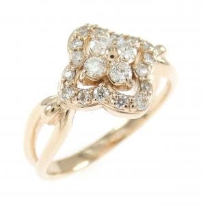 K18PG フラワー ダイヤモンド リング 0.30CT