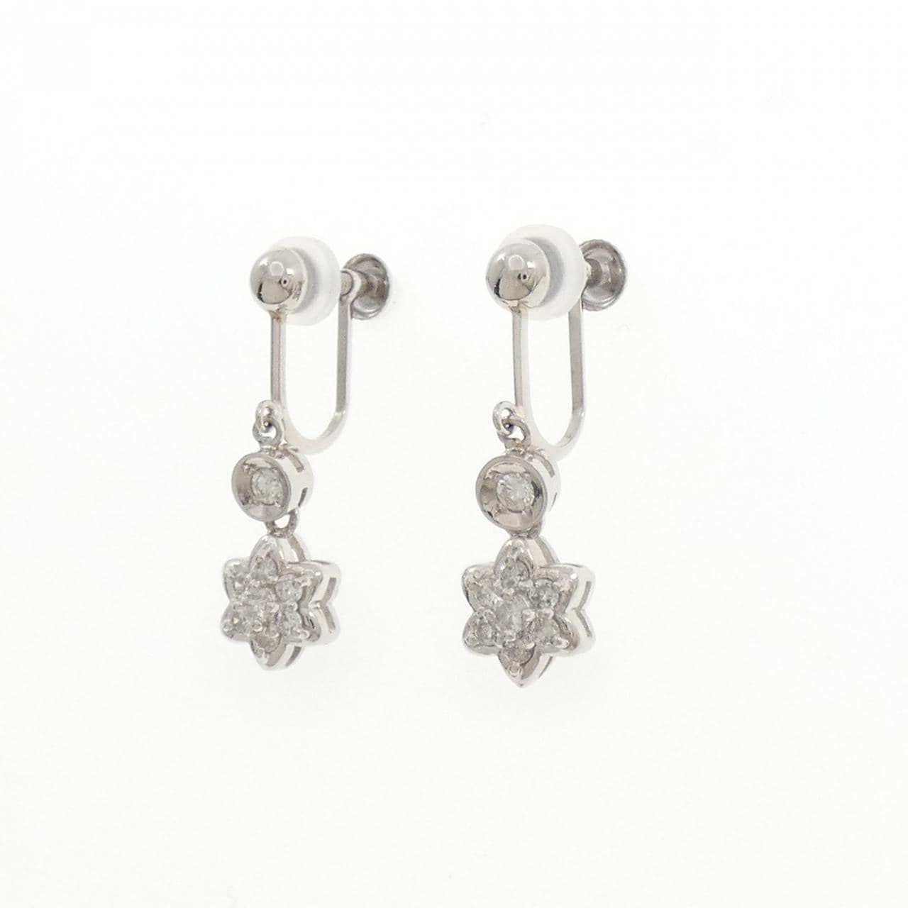 PT850 フラワー ダイヤモンド イヤリング 0.36CT