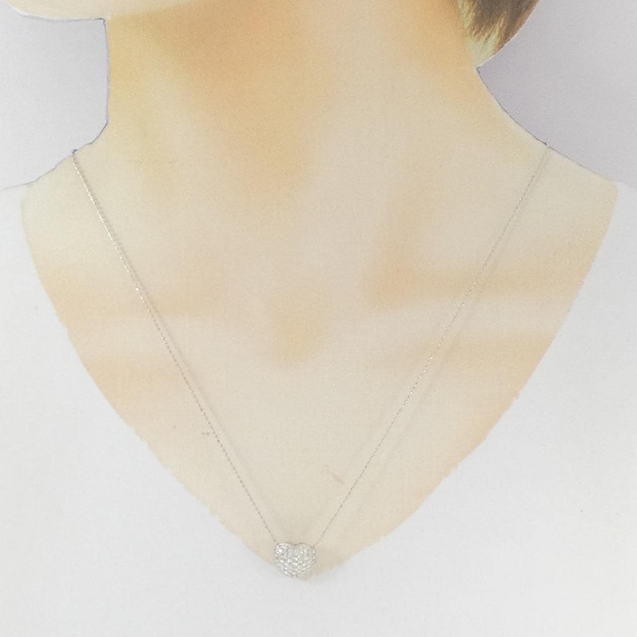 K18WG ハート パヴェ ダイヤモンド ネックレス 0.70CT
