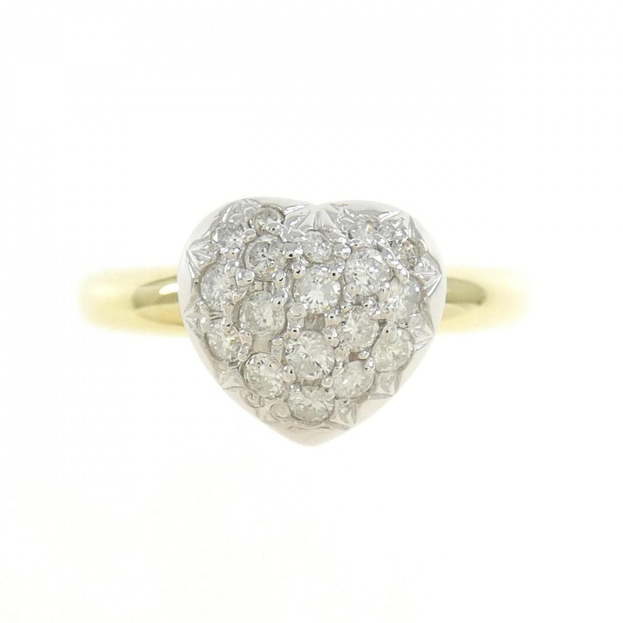 K18YG/PT900 ハート ダイヤモンド リング 0.30CT