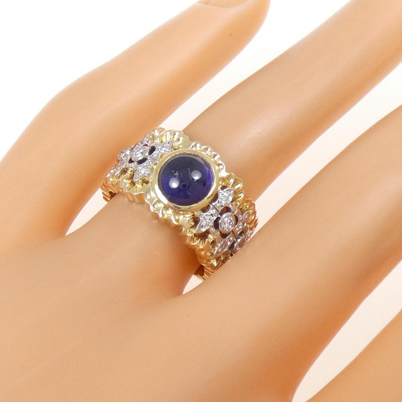 K18YG/PT900 サファイヤ リング 2.65CT