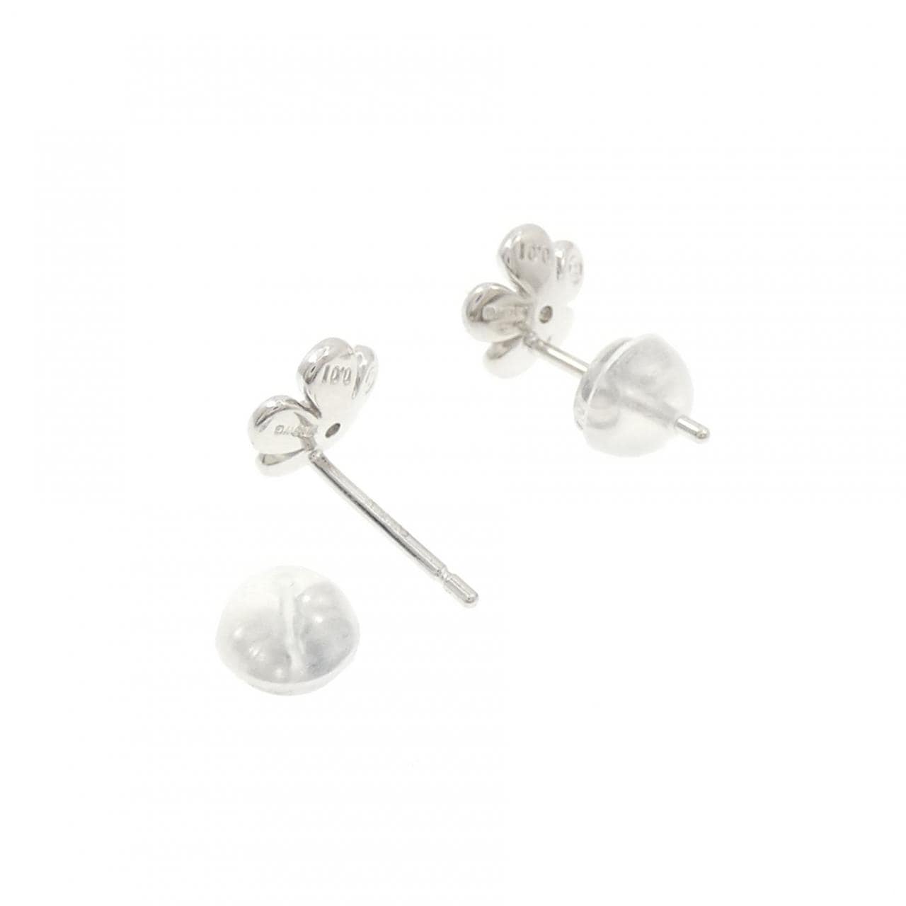 K18WG フラワー ダイヤモンド ピアス 0.02CT