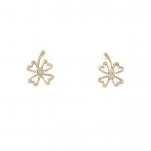 K18PG フラワー ダイヤモンド ピアス 0.02CT