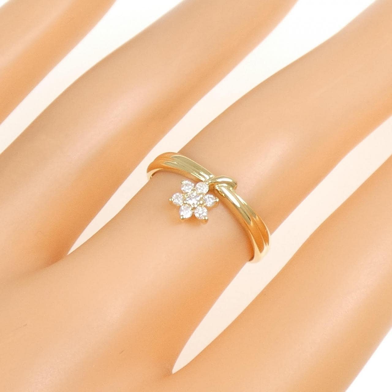 K18YG フラワー ダイヤモンド リング 0.10CT