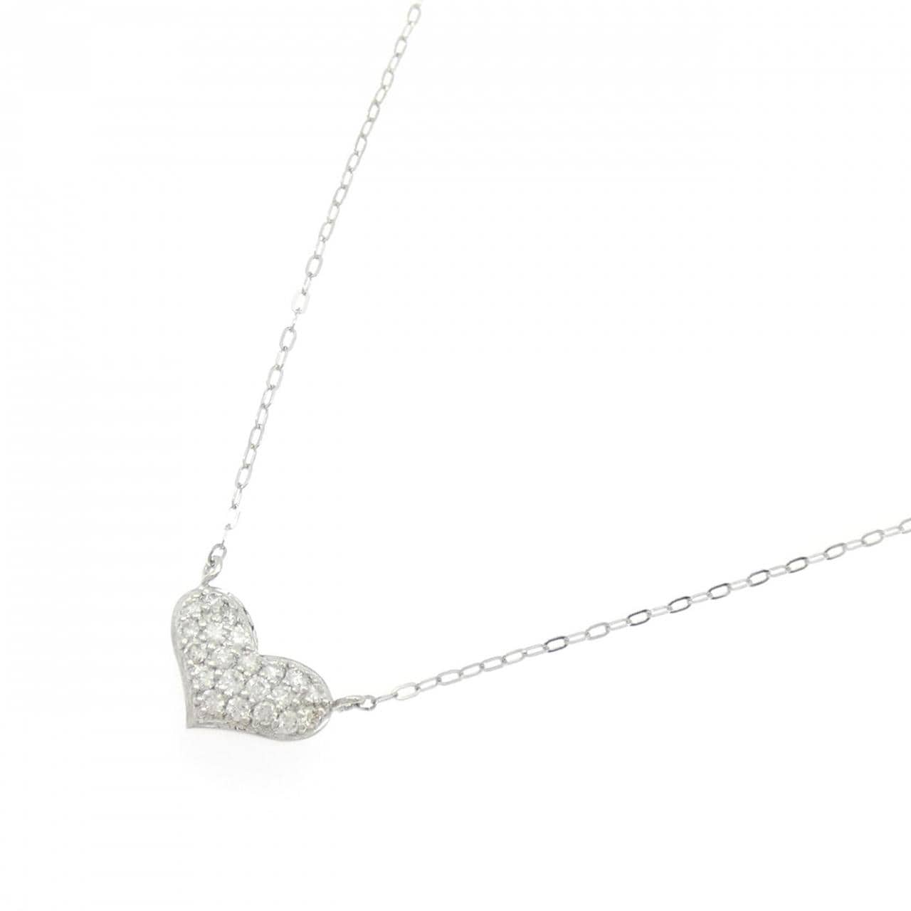PT900/PT850 ハート パヴェ ダイヤモンド ネックレス 0.20CT
