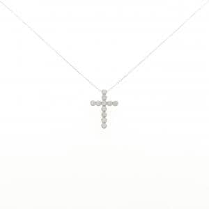 K18WG クロス ダイヤモンド ネックレス 0.20CT