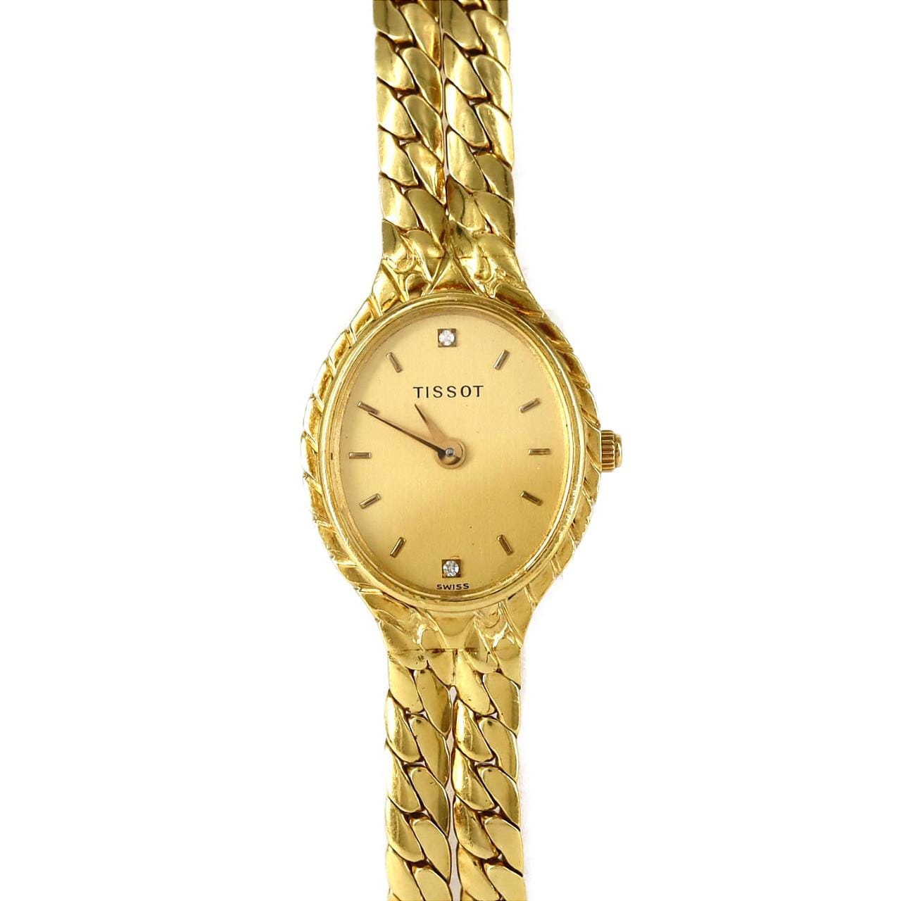 天梭橢圓形錶殼 YG 2P YG石英