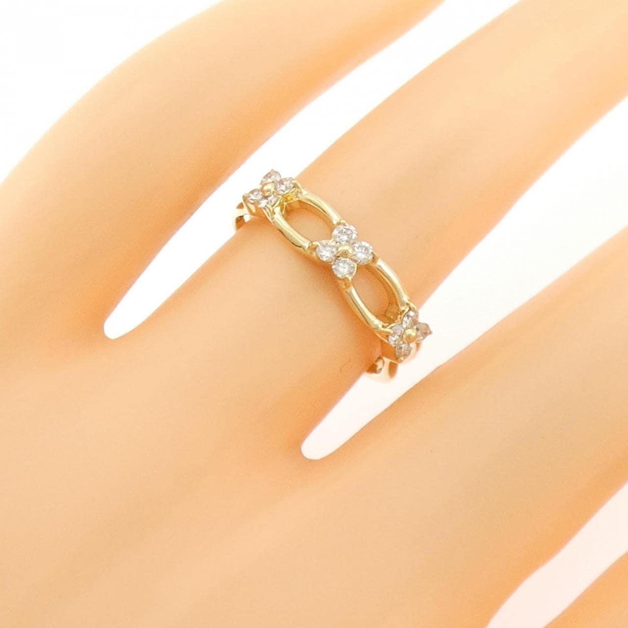 K18YG フラワー ダイヤモンド リング 0.24CT