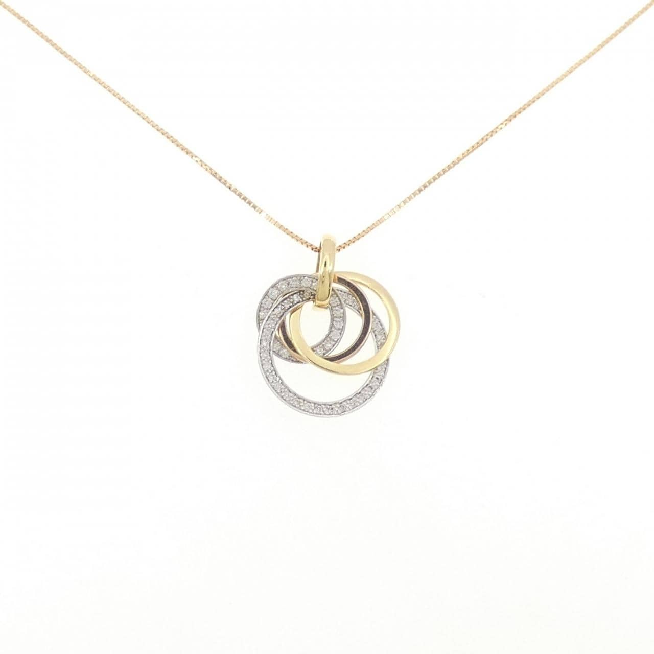 K18YG/PT900/K18PG ダイヤモンド ネックレス 0.41CT