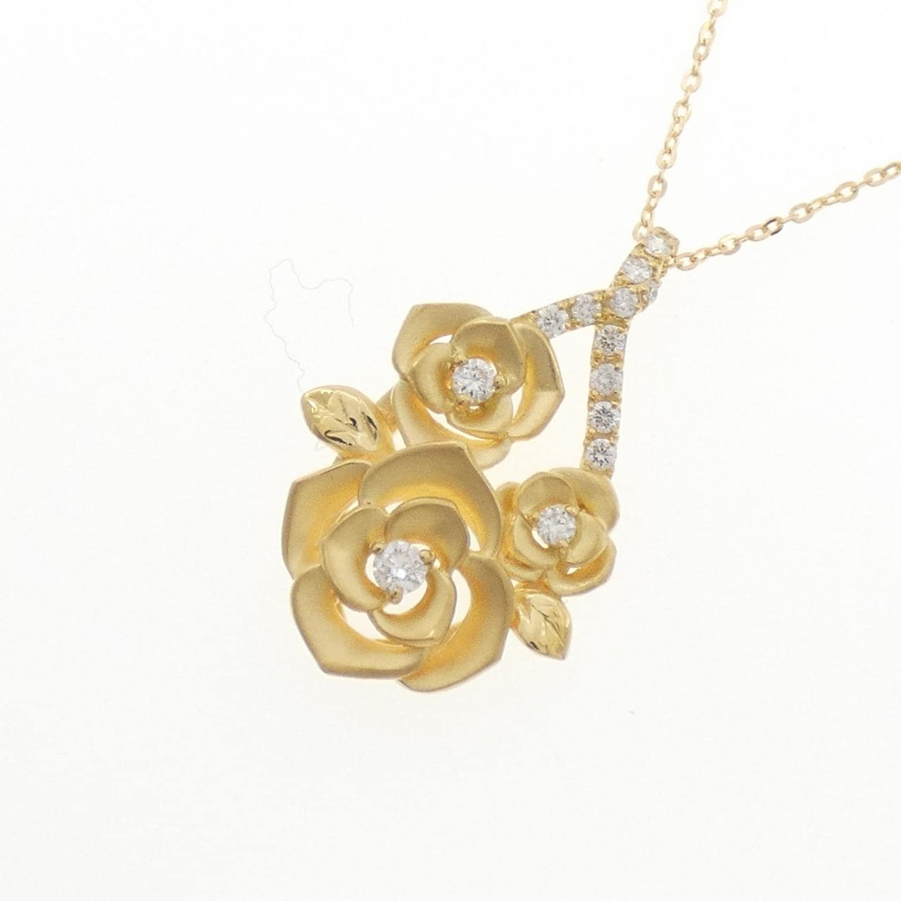 K18YG ローズ ダイヤモンド ネックレス 0.16CT