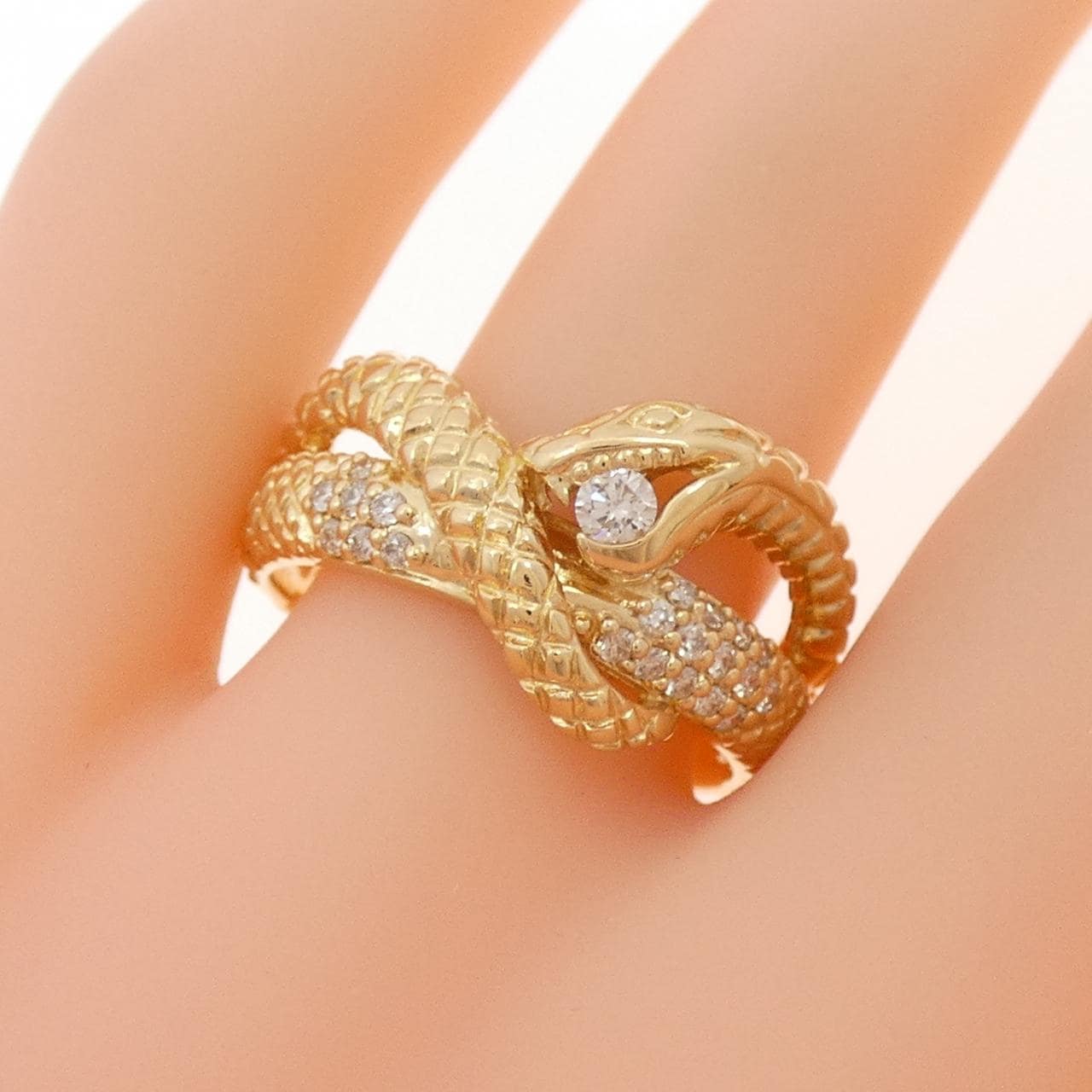 K18YG スネーク ダイヤモンド リング 0.23CT