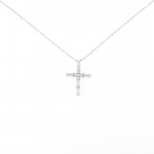 K18WG クロス ダイヤモンド ネックレス 0.40CT