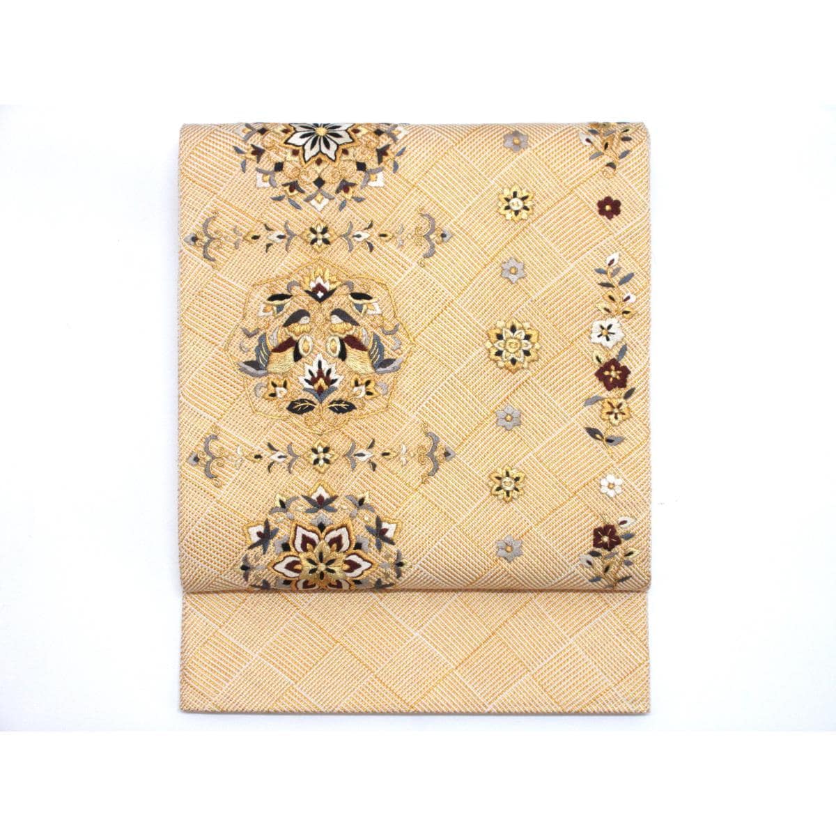 袋帯　組糸織　刺繍加工