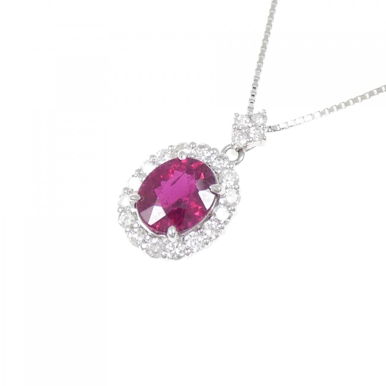 K18WG ルベライトトルマリン ネックレス 1.35CT