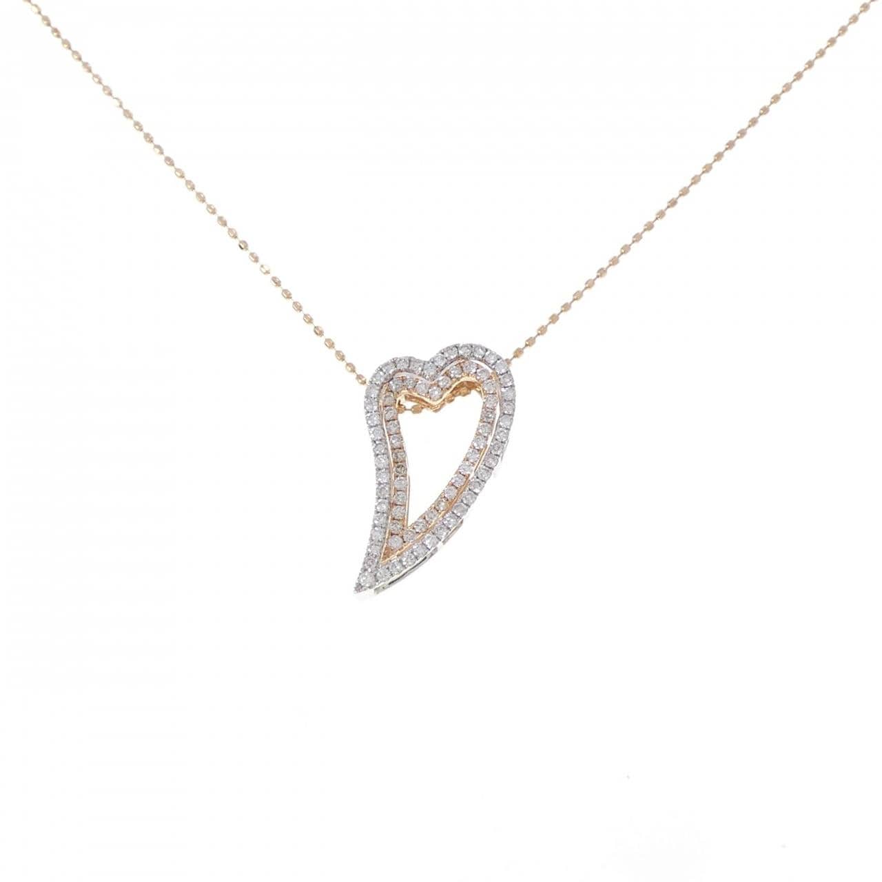 K18PG/K18WG 2WAY ハート ダイヤモンド ネックレス 0.40CT