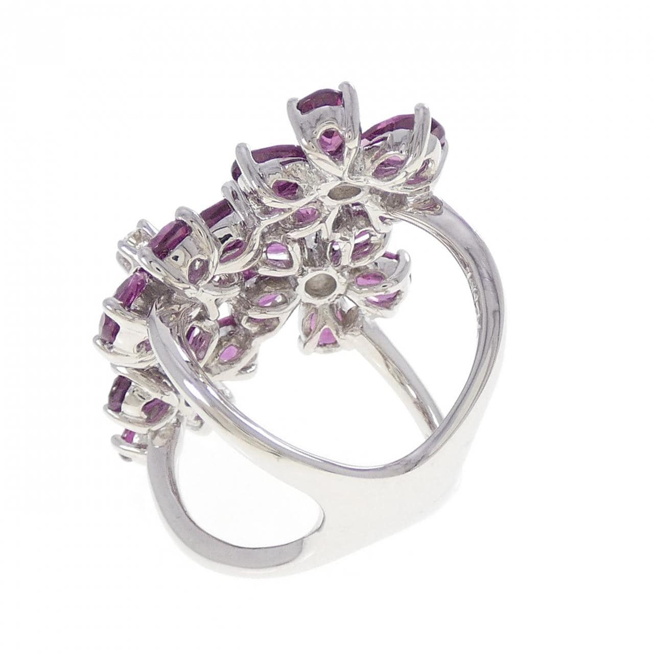 750WG フラワー ガーネット リング 9.75CT