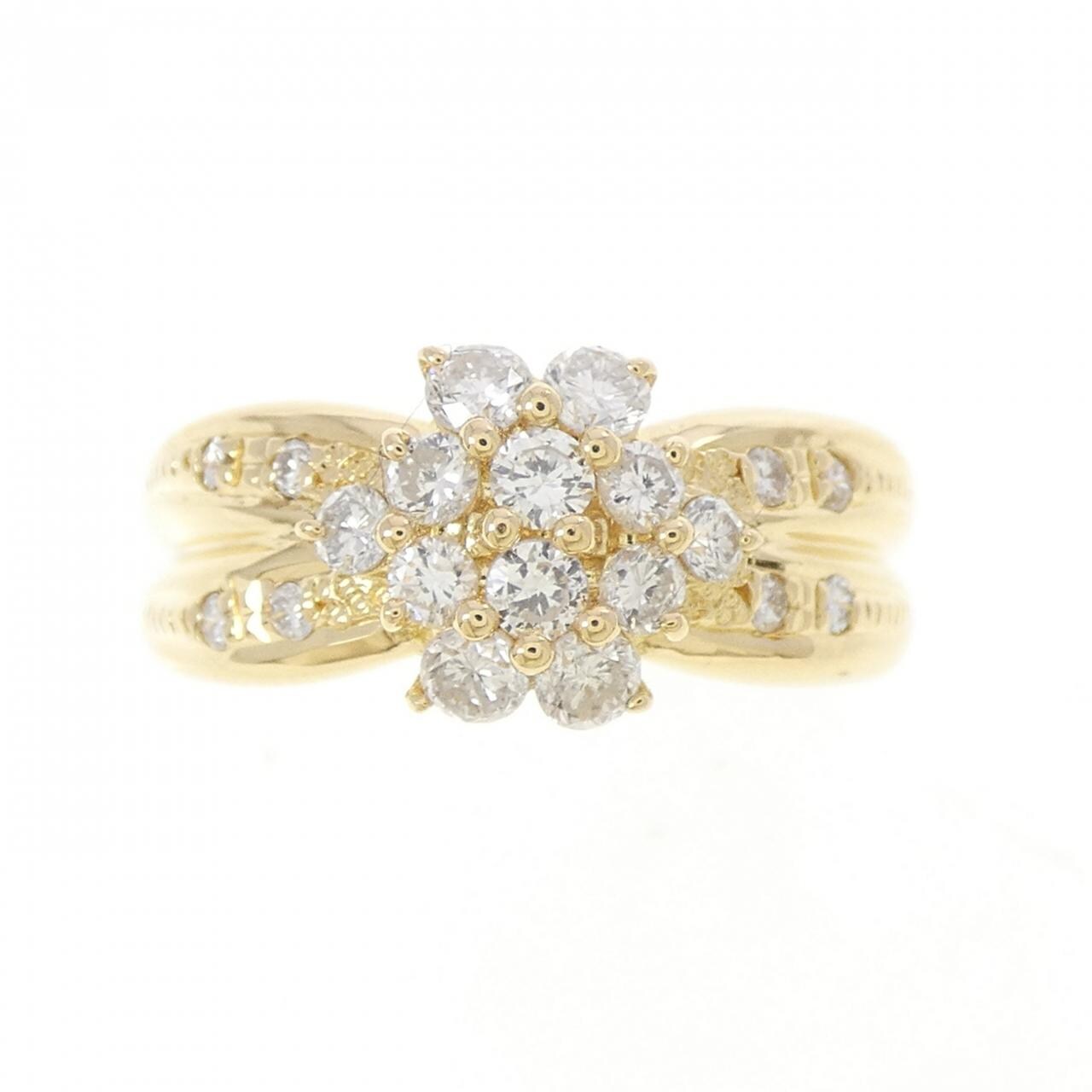 K18YG フラワー ダイヤモンド リング 0.56CT
