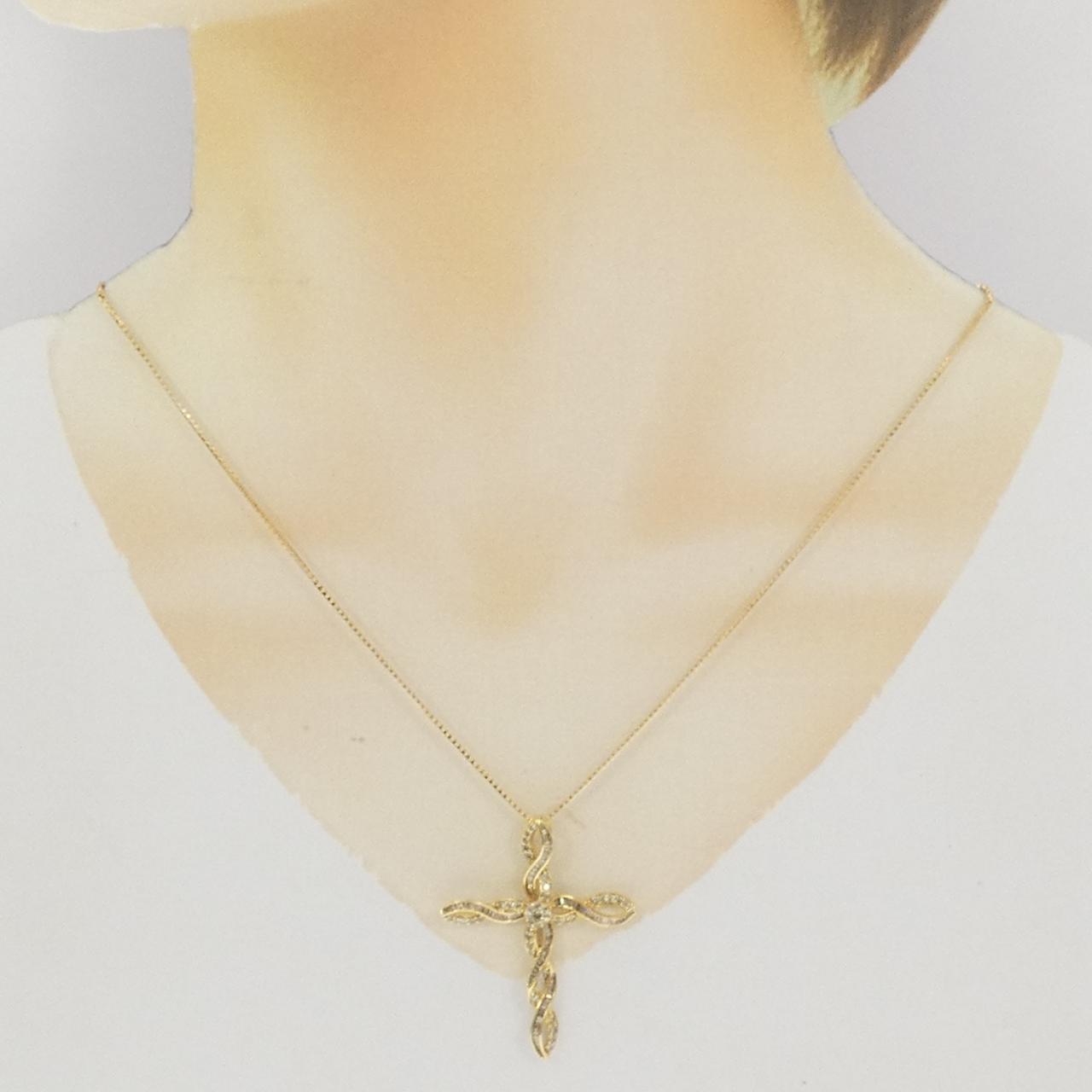 K18YG Cross Diamond Necklace 0.87CT