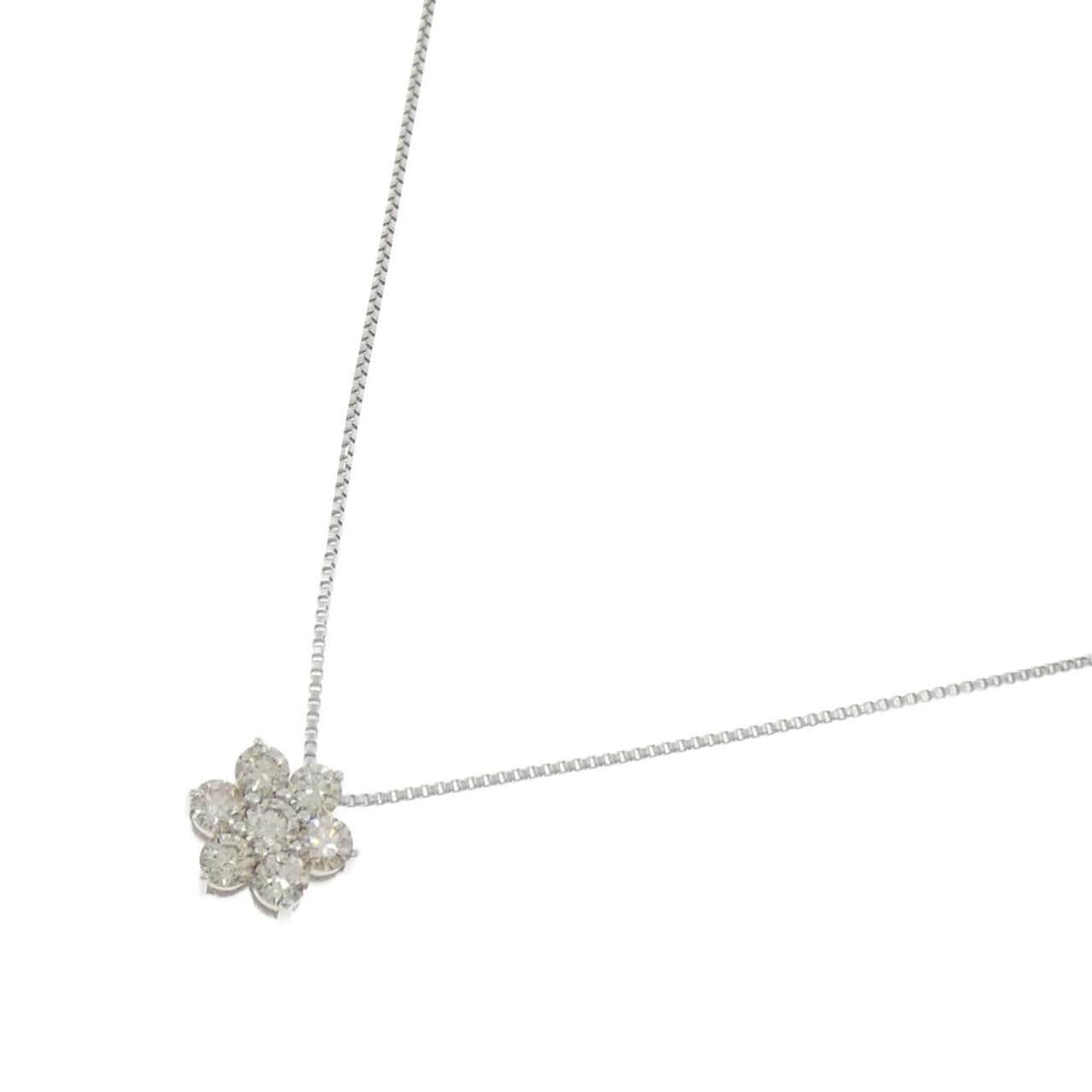 K18WG フラワー ダイヤモンド ネックレス 0.30CT
