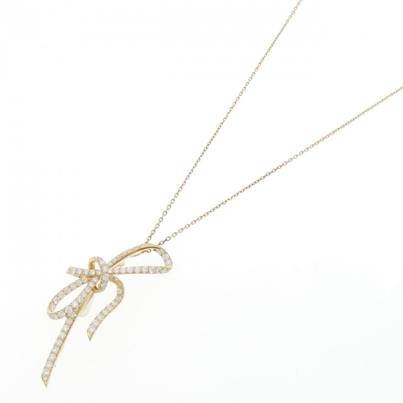 K18YG リボン ダイヤモンド ネックレス 2.28CT