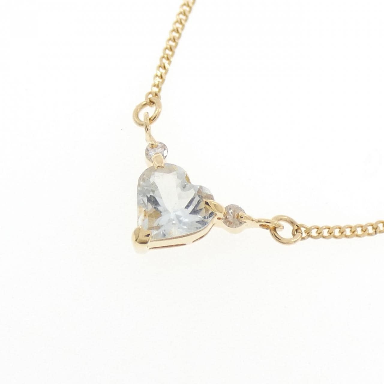 K18YG ハート アクアマリン ネックレス
