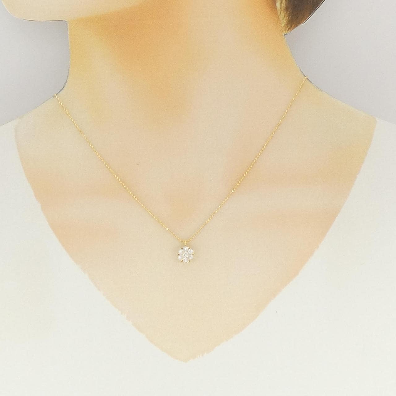 K18YG フラワー ダイヤモンド ネックレス 0.50CT