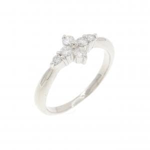 PT900 フラワー ダイヤモンド ピンキーリング 0.13CT