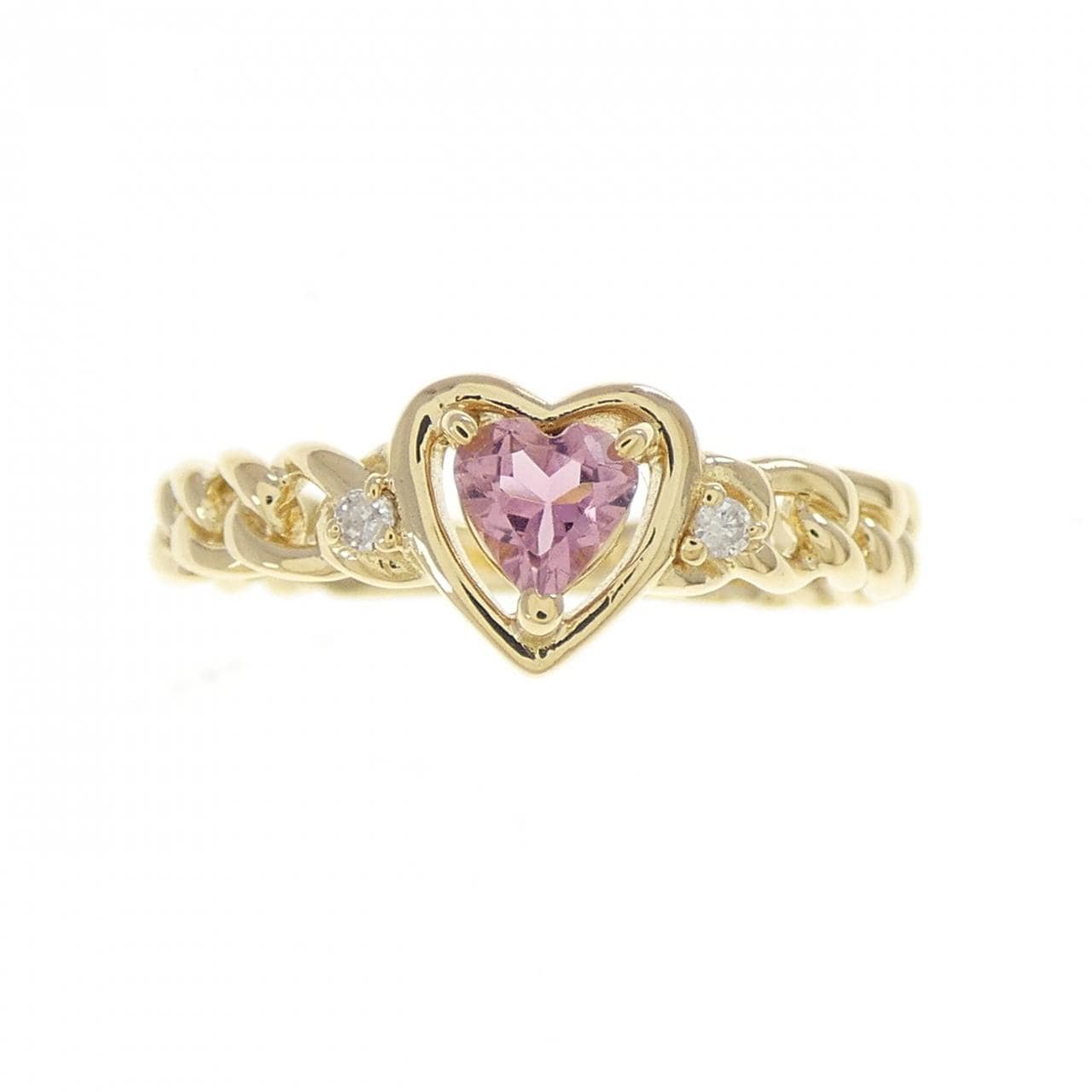 K18YG ハート トルマリン リング