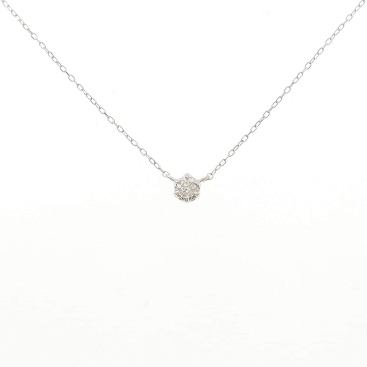 K10WG ソリティア ダイヤモンド ネックレス 0.08CT
