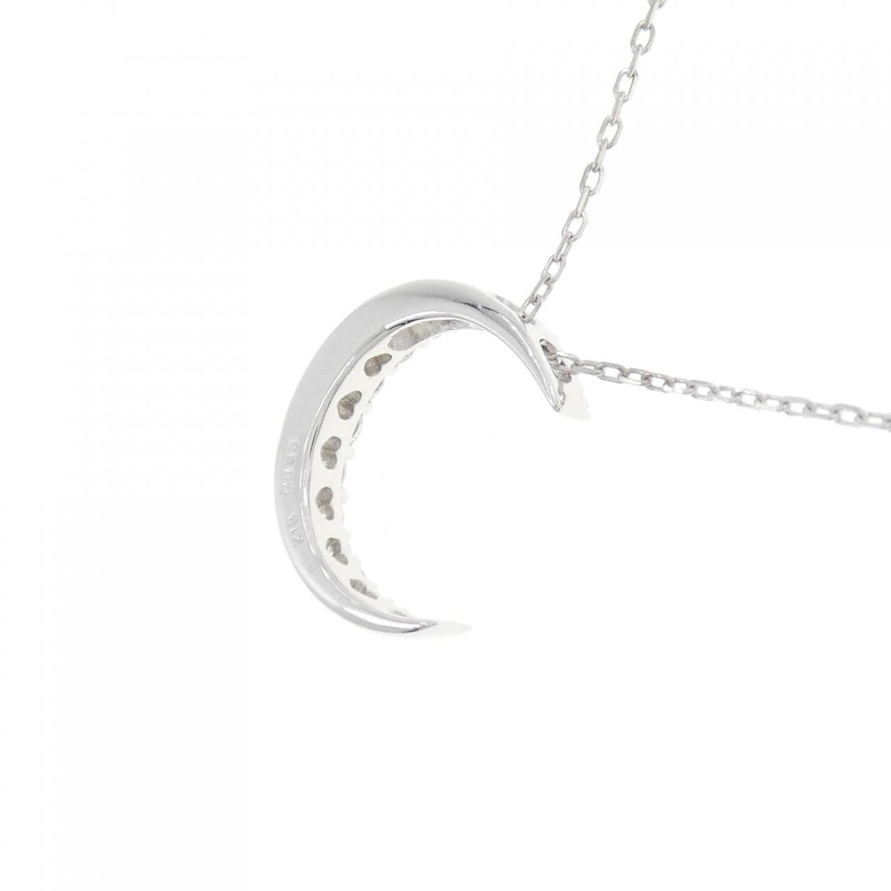 K18WG ムーン ダイヤモンド ネックレス 0.55CT