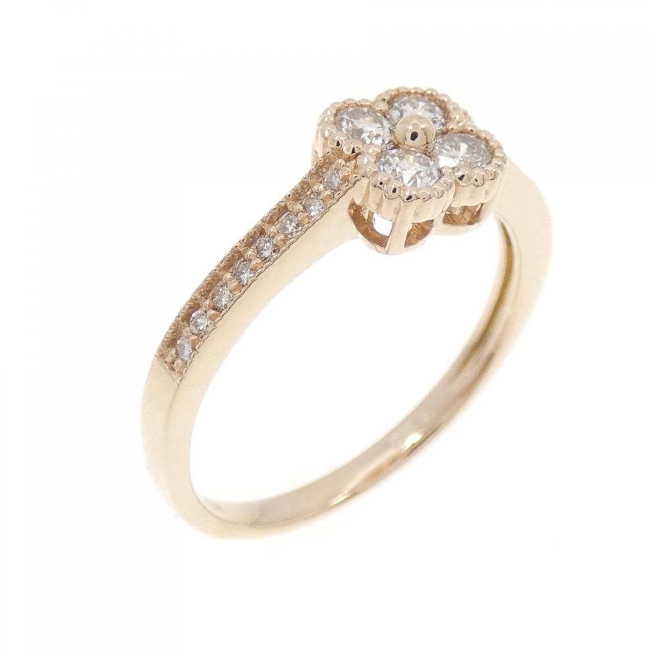 K18PG フラワー ダイヤモンド リング 0.30CT