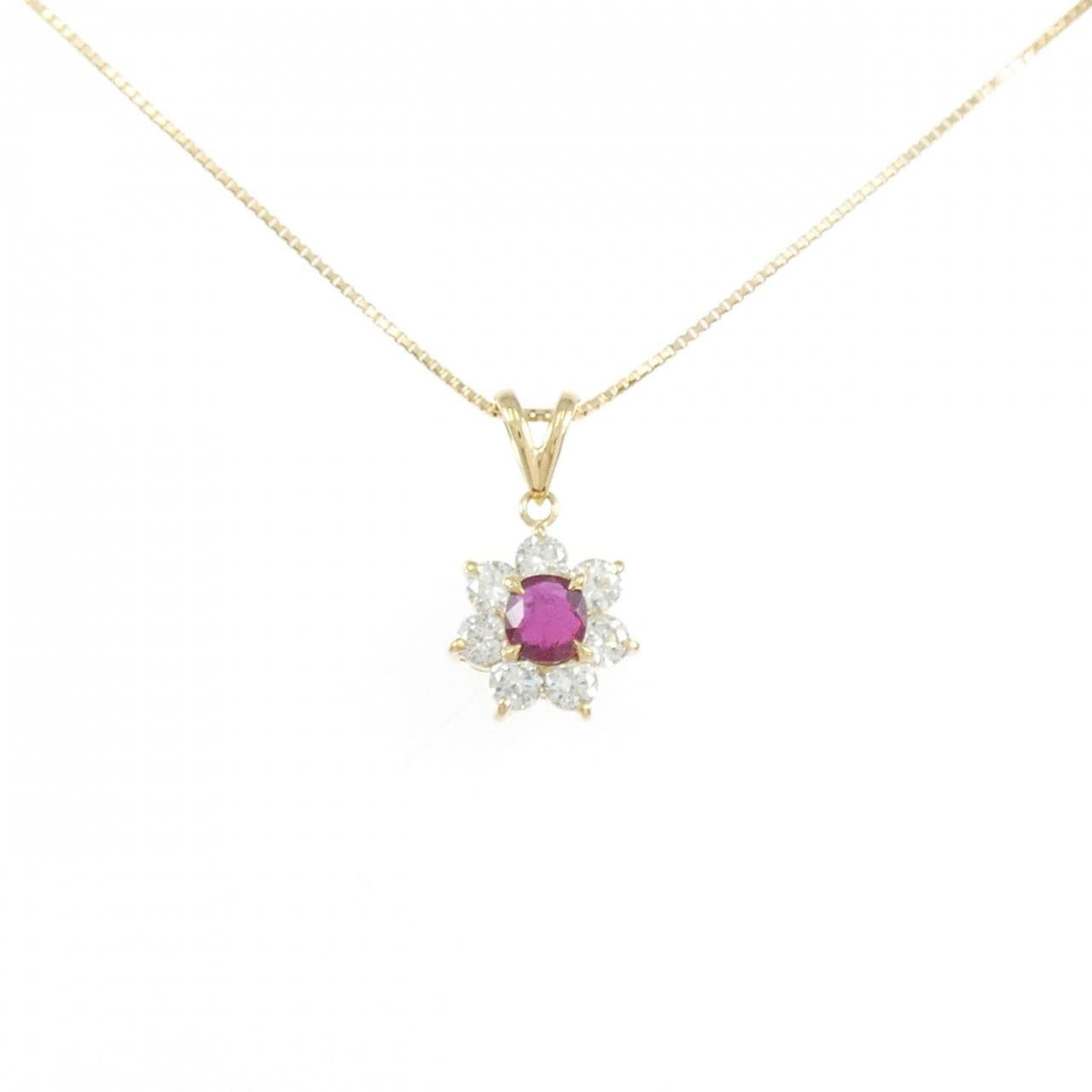 K18YG ルビー ネックレス 0.43CT