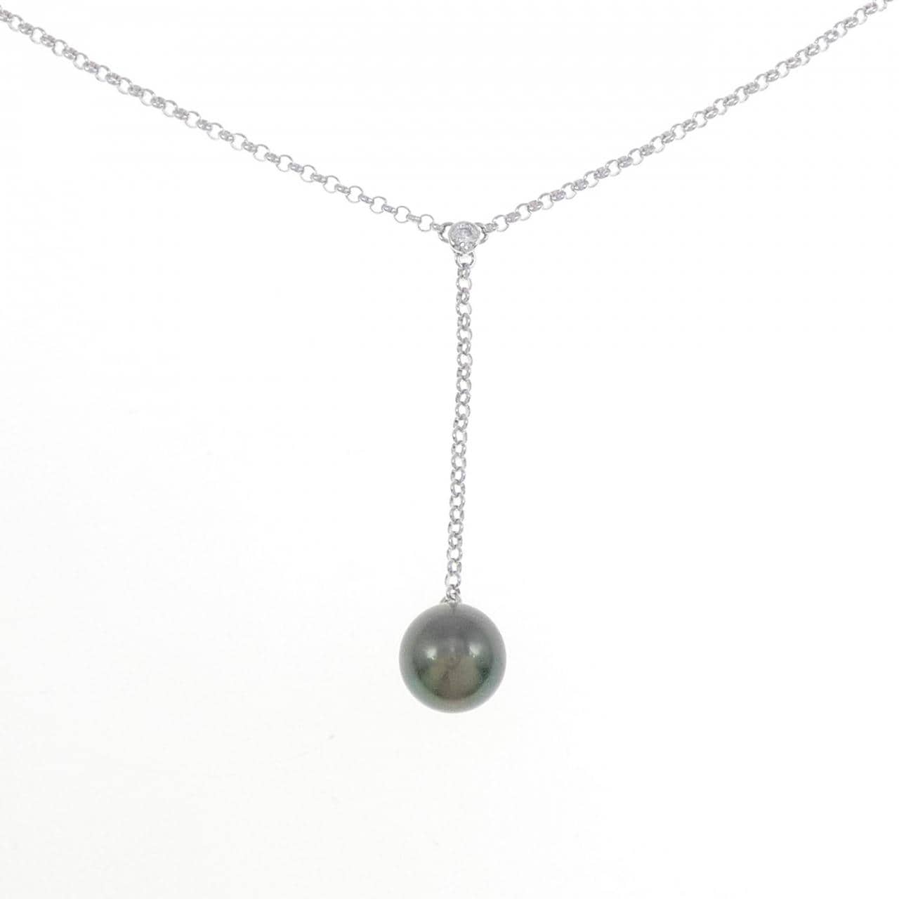 K18WG Black Pearl Necklace 9.1mm