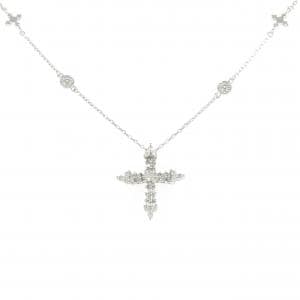 K18WG クロス ダイヤモンド ネックレス 0.21CT