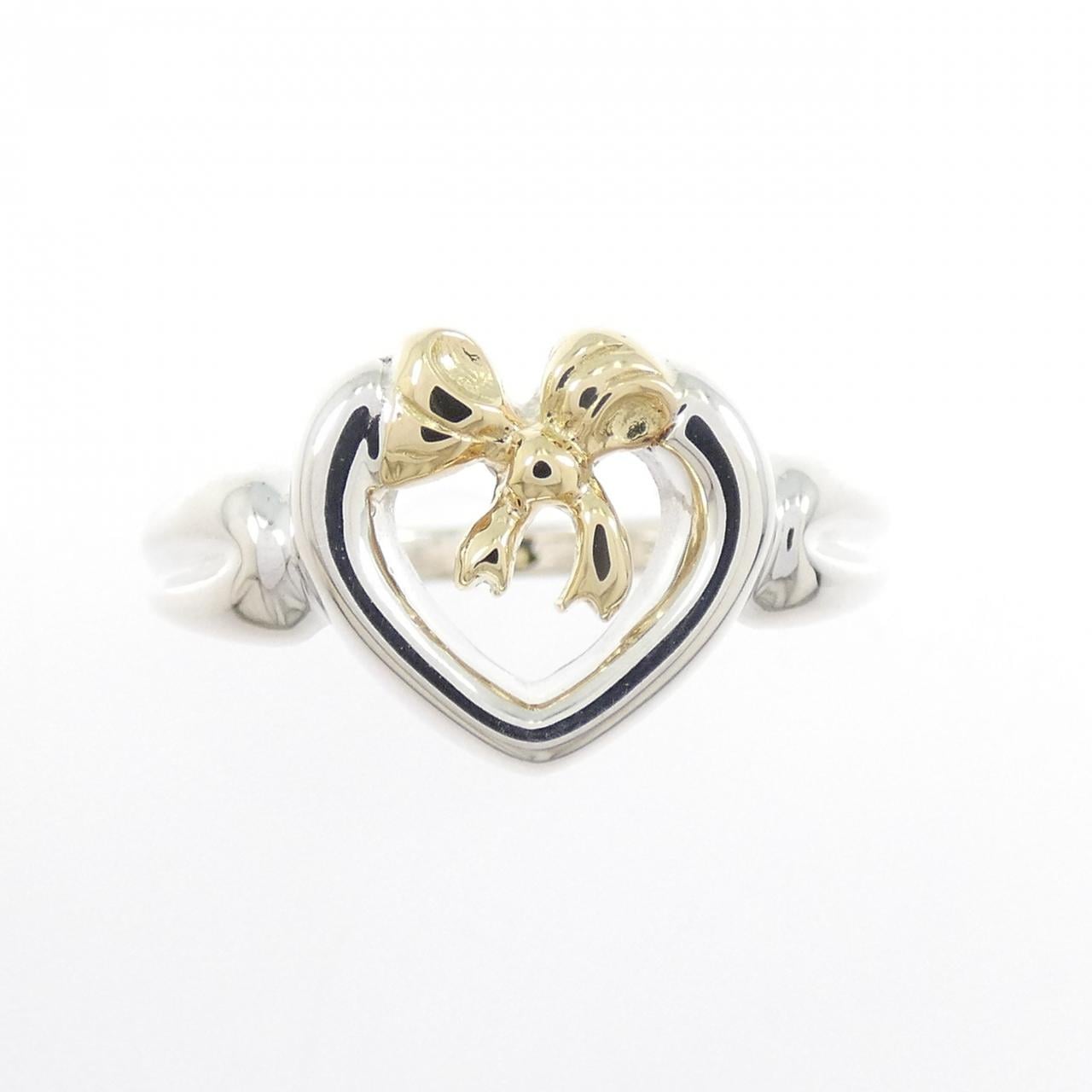 【ヴィンテージ】ティファニー ハート×リボン 925/750YG リング