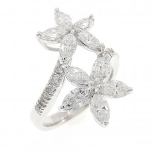 K18WG フラワー ダイヤモンド リング 1.89CT