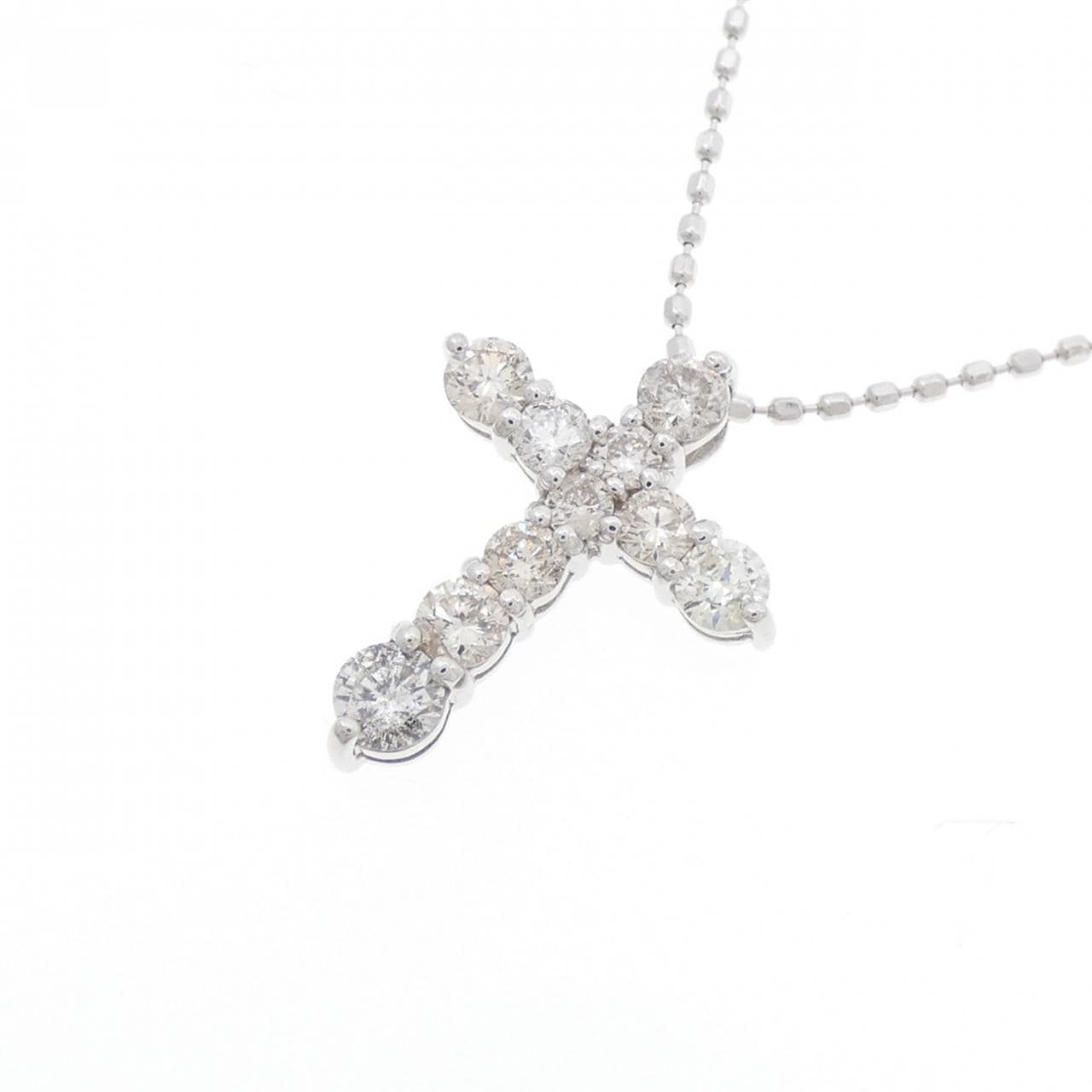 K18WG クロス ダイヤモンド ネックレス 0.50CT