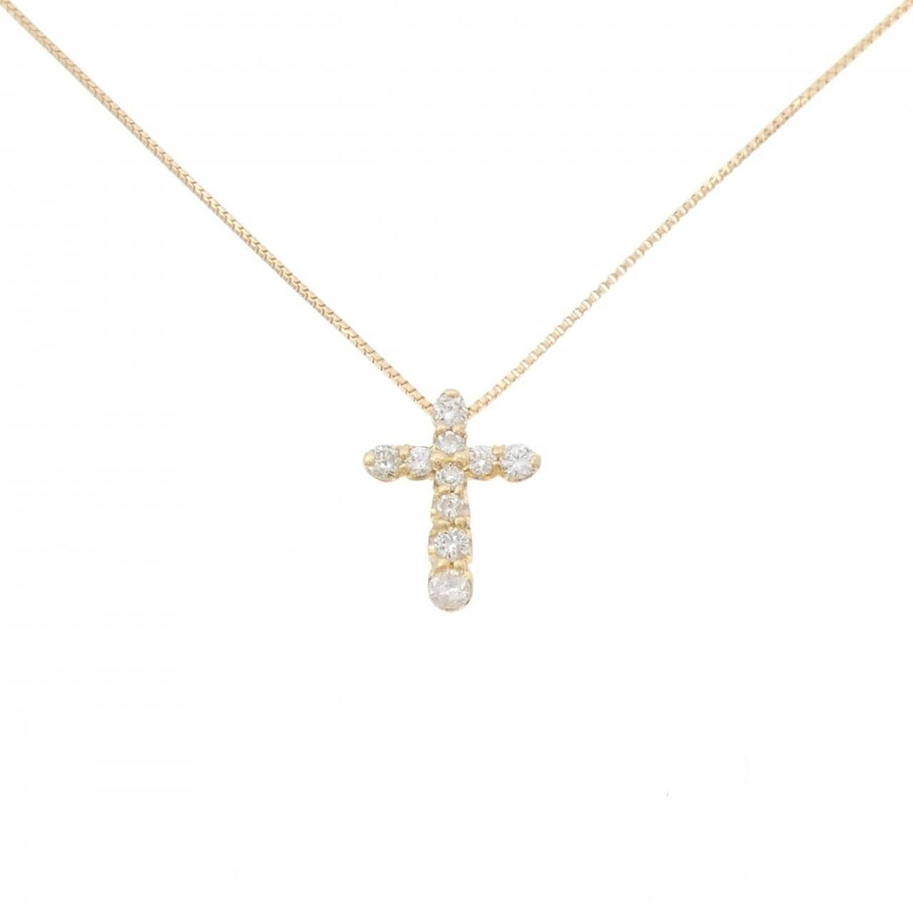 K18YG クロス ダイヤモンド ネックレス 0.20CT