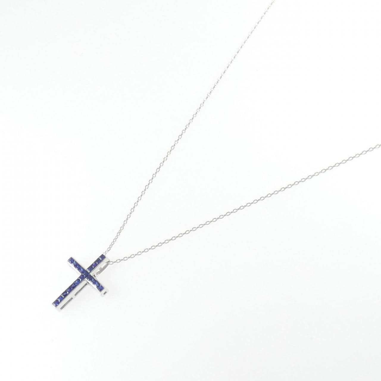 K18WG クロス サファイヤ ネックレス 0.32CT