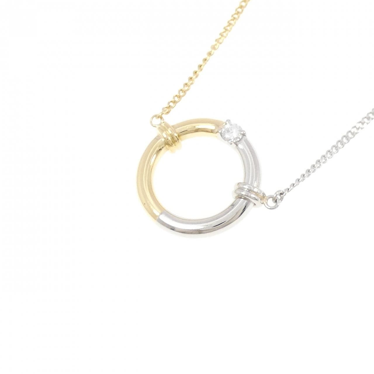 K18YG/PT900/PT850 ダイヤモンド ネックレス 0.10CT