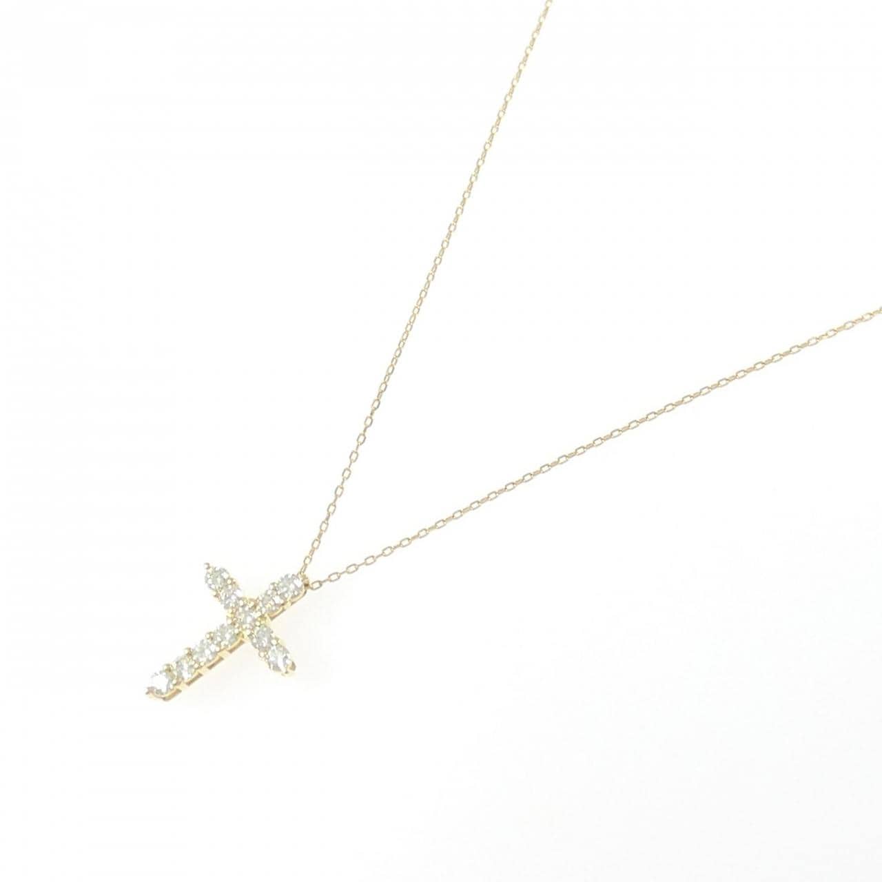 K18YG クロス ダイヤモンド ネックレス 0.30CT