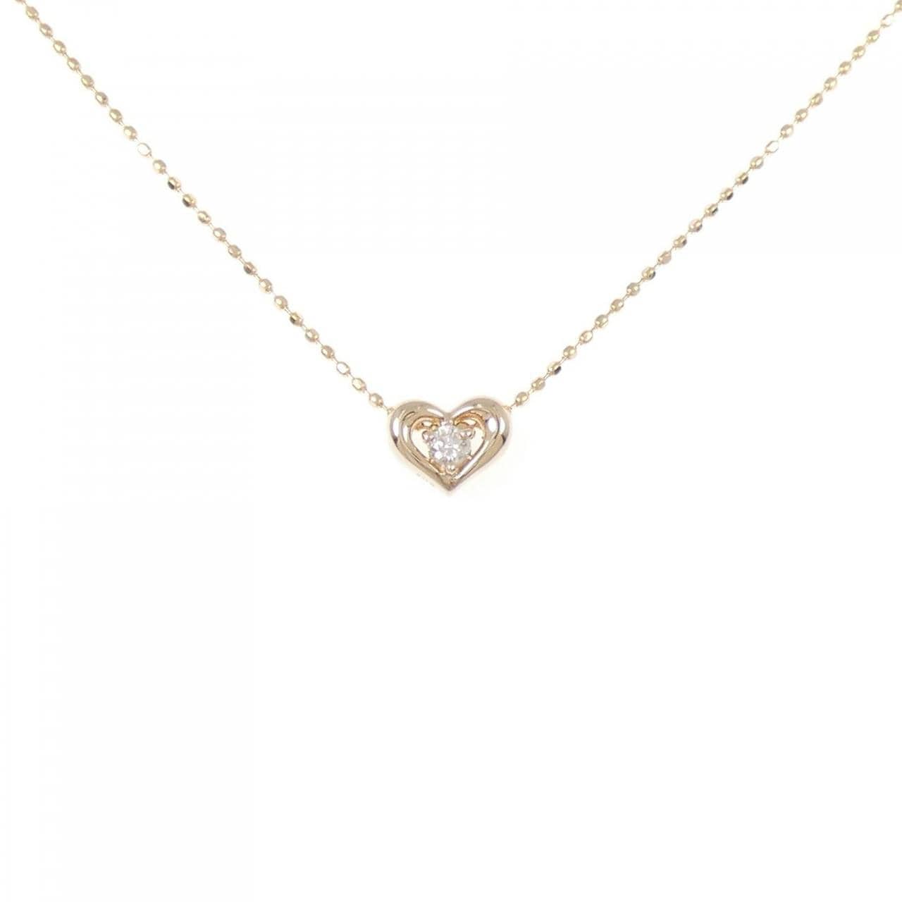 K18PG ハート ダイヤモンド ネックレス 0.05CT