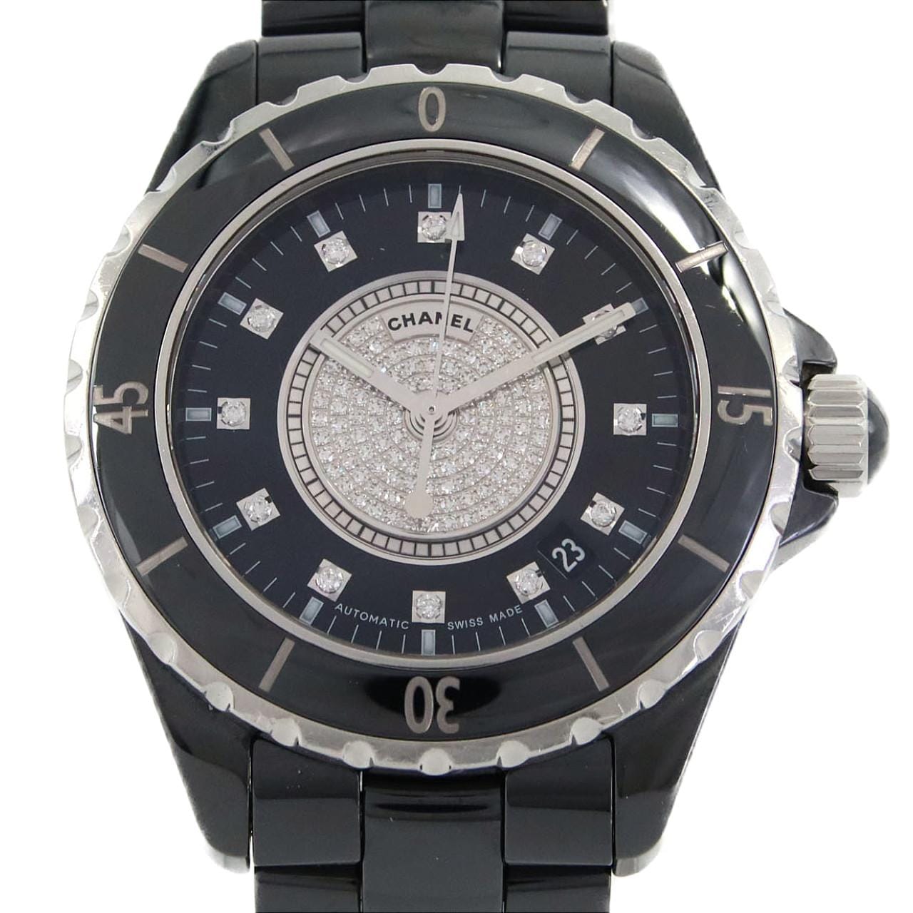 【ノーメンテナンス還元価格】シャネル J12 38mmセラミック･12P･センターパヴェ H1757 セラミック 自動巻