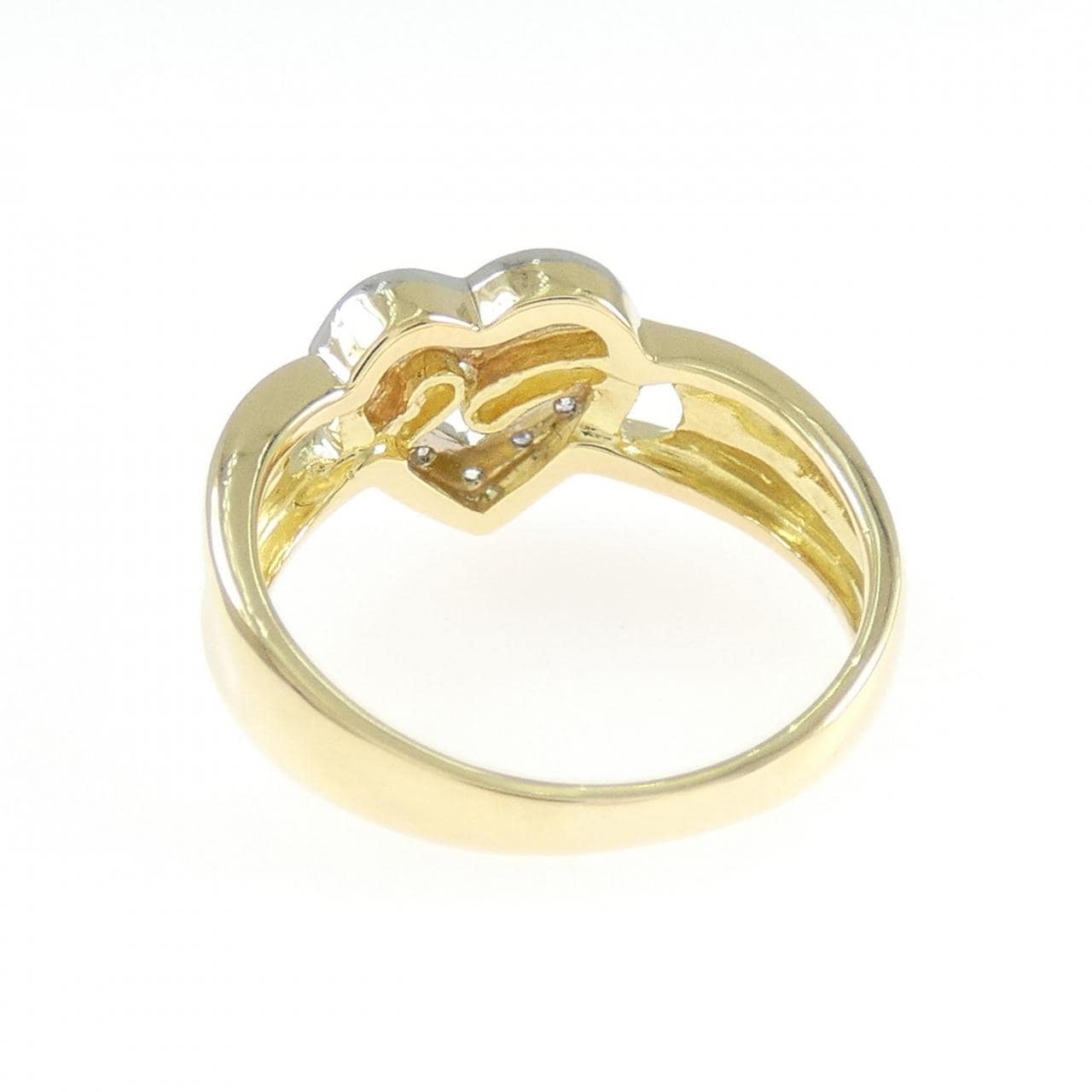 K18YG/PT900 ハート ダイヤモンド リング 0.05CT