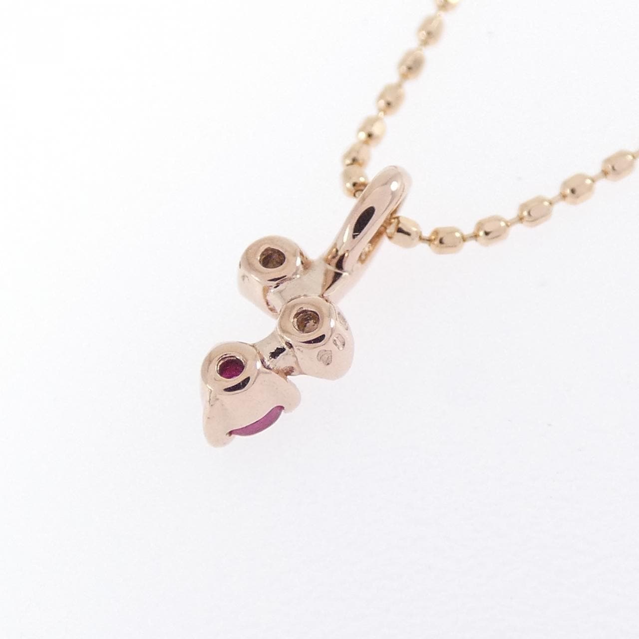 K10PG ルビー ネックレス 0.04CT