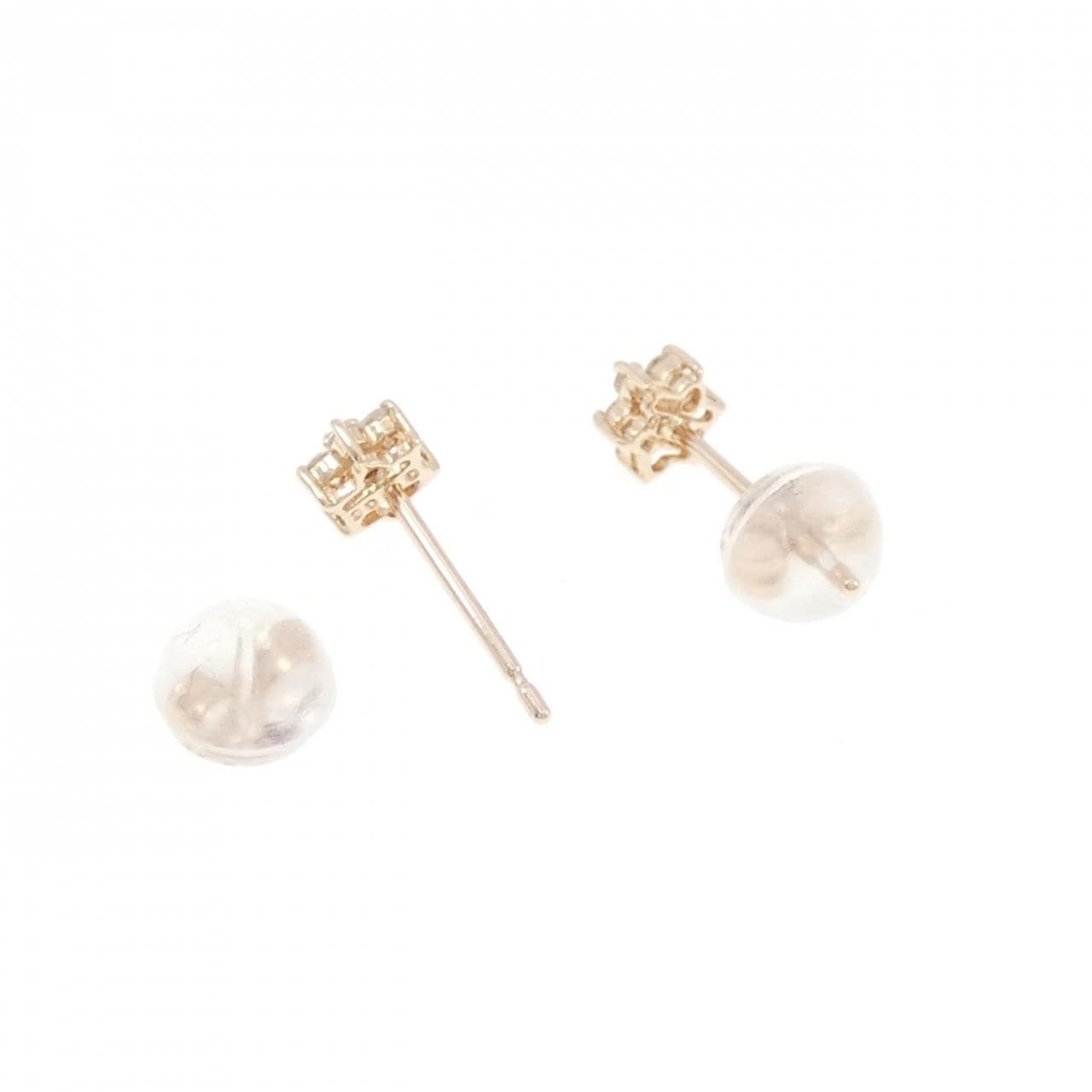 K18PG フラワー ダイヤモンド ピアス 0.12CT